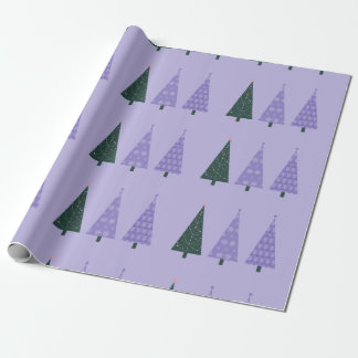 Einfache Weihnachtsbäume Lavender Pattern Trio Geschenkpapier