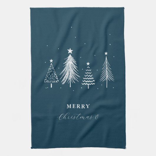 Einfache Weihnachtsbaume | Navy Blue Geschirrtuch (Vertikal)