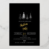 Einfache Weihnachtsbaume | Schwarzes Weihnachtsgeb Folieneinladung (Vorderseite)