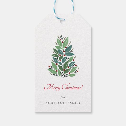 Einfache Weihnachtsbaumferien Geschenkanhänger (Rückseite)