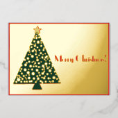 Einfache Weihnachtsbaumgold und rot Folieneinladung (Vorderseite)