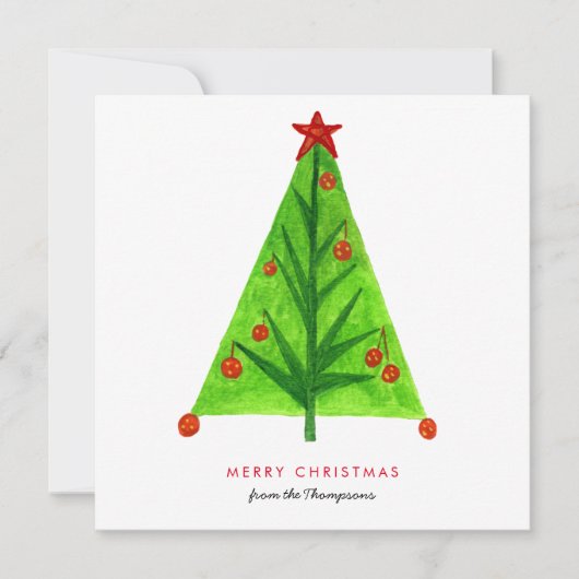 Einfache Weihnachtsbaumkarte Mitteilungskarte (Vorderseite)