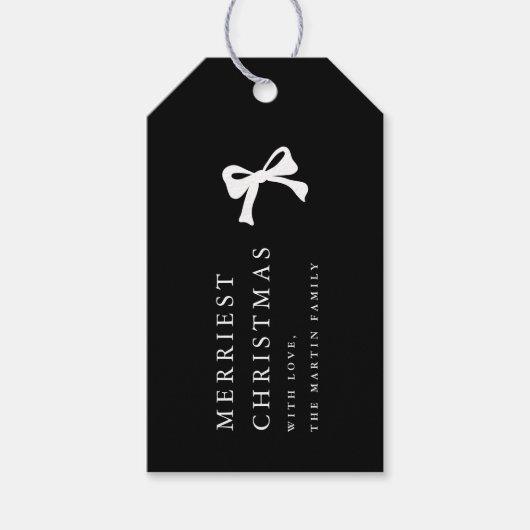 Einfache Weihnachtsbohne Schwarz/Weiß Personalisie Geschenkanhänger (Vorderseite)