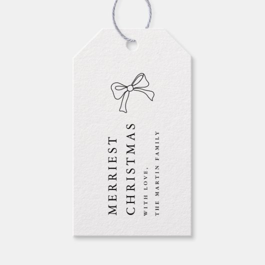 Einfache Weihnachtsbohne Schwarz/Weiß Personalisie Geschenkanhänger (Vorderseite)