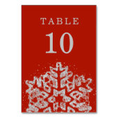 Einfache Weihnachtsfeier Hochzeit Silver Red Tischnummer (Vorderseite)