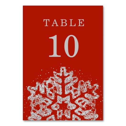 Einfache Weihnachtsfeier Hochzeit Silver Red Tischnummer (Vorderseite)
