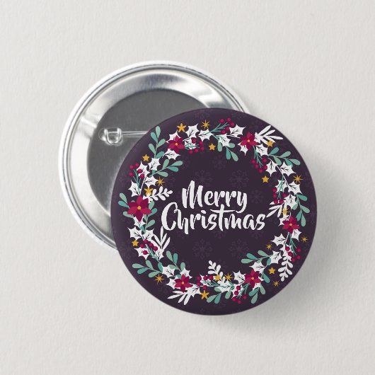Einfache Weihnachtsfeier Lila| Button (Vorne & Hinten)