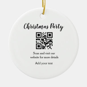 Einfache Weihnachtsfeier-Website-Barcode QR Name h Keramik Ornament
