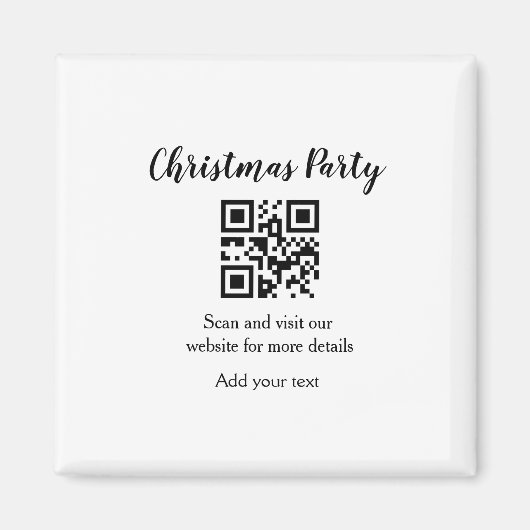 Einfache Weihnachtsfeier-Website-Barcode QR Name h Magnet (Vorne)