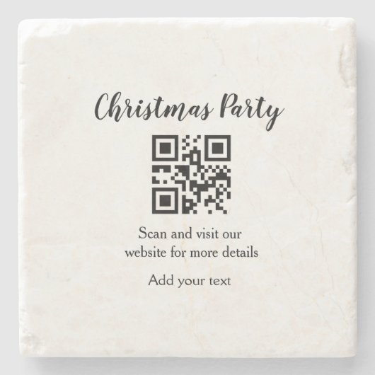 Einfache Weihnachtsfeier-Website-Barcode QR Name h Steinuntersetzer (Vorderseite)