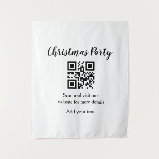Einfache Weihnachtsfeier-Website-Barcode QR Name h Wandteppich (Vorderseite)