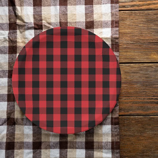 Einfache Weihnachtsfeiertage Buffalo Karo Pattern Pappteller