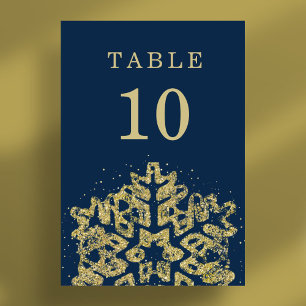 Einfache Weihnachtsfeiertage Hochzeit Gold Navy Tischnummer