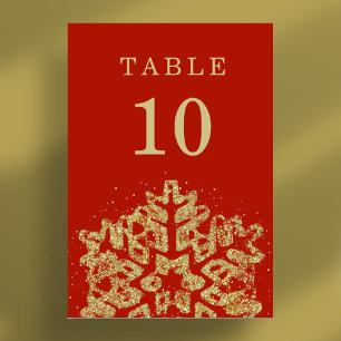 Einfache Weihnachtsfeiertage Hochzeit Gold Red Tischnummer