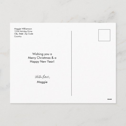 Einfache Weihnachtsferien Feiertagspostkarte (Rückseite)