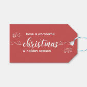 Einfache Weihnachtsferien in Rot und Weiß Geschenkanhänger (Vorderseite (Horizontal))