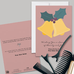 Einfache Weihnachtsglocken & Blätter Weihnachtskar