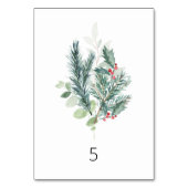 Einfache Weihnachtsgrün Hochzeit Tischnummer (Vorderseite)