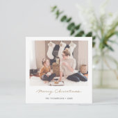 Einfache Weihnachtskarte für moderne Fotos Feiertagskarte (Stehend Vorderseite)