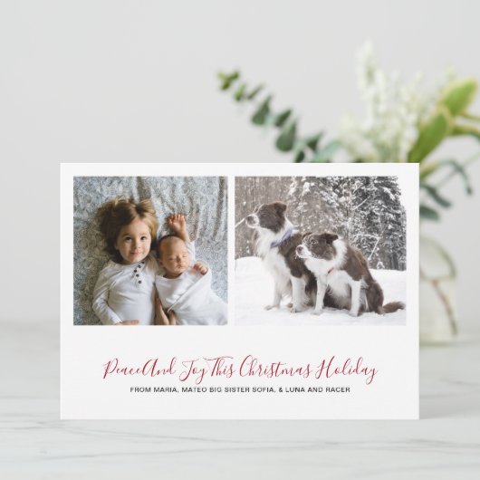 Einfache Weihnachtskarte mit 2 Fotos (Stehend Vorderseite)