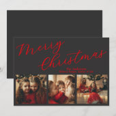 Einfache Weihnachtskarte mit drei Fotos Feiertagskarte (Vorne/Hinten)