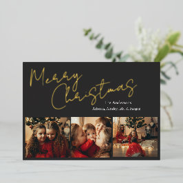 Einfache Weihnachtskarte mit drei Fotos Folien Feiertagskarte