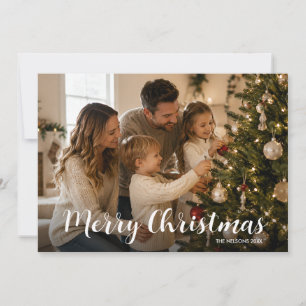 Einfache Weihnachtskarte mit Familienname Feiertagskarte