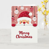 Einfache Weihnachtskarte mit spähendem Weihnachtsm Karte (Gelbe Blume)