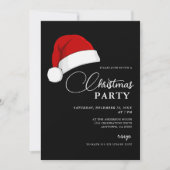 Einfache Weihnachtsmannmütze Script Weihnachts-Par Einladung (Vorderseite)