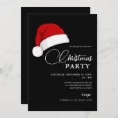 Einfache Weihnachtsmannmütze Script Weihnachts-Par Einladung (Vorne/Hinten)