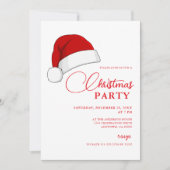Einfache Weihnachtsmannmütze Script Weihnachts-Par Einladung (Vorderseite)