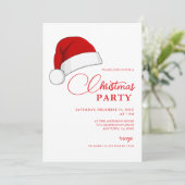Einfache Weihnachtsmannmütze Script Weihnachts-Par Einladung (Stehend Vorderseite)