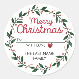 Einfache Weihnachtsmarke und ein Herz Runder Aufkleber