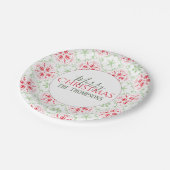 Einfache Weihnachtsrot und grüne Niedliche Schneef Pappteller (Schrägansicht)