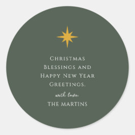Einfache Weihnachtsstern Personalisiert Religiös Runder Aufkleber