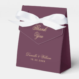 Einfache Weinfarbe Hochzeit Danke goldener Schrift Geschenkschachtel