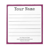 Einfache Weinfarbe Retro Fügen Sie Ihren Namen Lin Notizblock (Vorderseite)