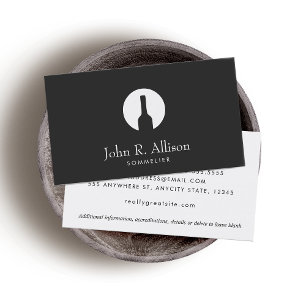 Einfache Weinflasche Logo Sommelier Schwarz Visitenkarte