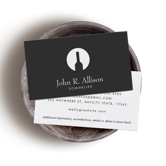 Einfache Weinflasche Logo Sommelier Schwarz Visitenkarte