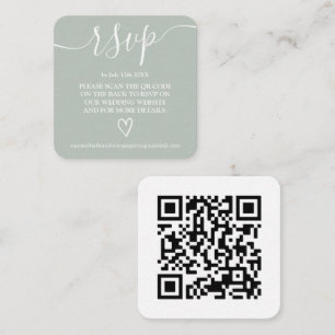 Einfache Weise grün Hochzeit rsvp Qr Code Begleitkarte