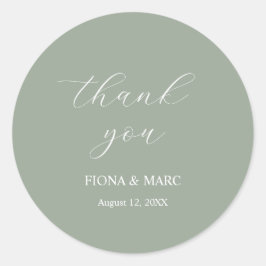 Einfache Weise grüne Kalligrafie Hochzeitsticker Runder Aufkleber
