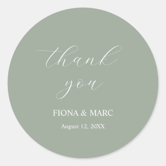 Einfache Weise grüne Kalligrafie Hochzeitsticker Runder Aufkleber (Vorderseite)