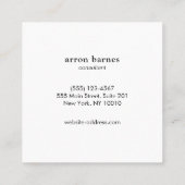 Einfache Weiß Moderne Beruflich Minimalistisch Quadratische Visitenkarte (Rückseite)