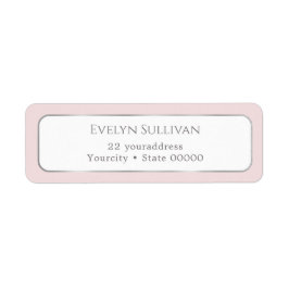 Einfache, weiß-pink-silberne Rücksendeadresse