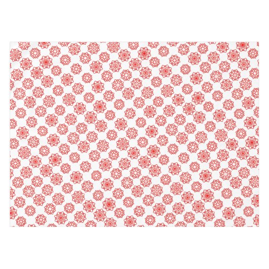 Einfache Weiß & Rot Winter Floral Weihnachten Tischdecke (Vorderseite (Horizontal))