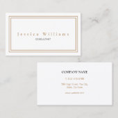 Einfache Weiß und Gold Elegant Beruflich Visitenkarte (Vorne/Hinten)