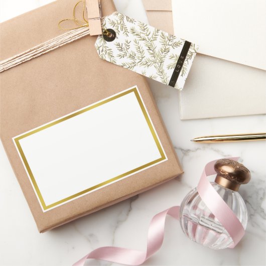 Einfache Weiß- und Goldgrenze Rechteckiger Aufkleber (Schenken)