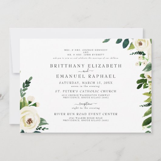 Einfache Weiße beiden Eltern aufgeführt Hochzeit E Einladung (Vorderseite)