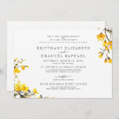 Einfache Weiße beiden Eltern gelbe Blumenhochzeit Einladung (Vorne/Hinten)