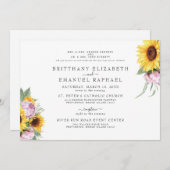 Einfache weiße beiden Eltern Sonnenblumenhochzeit Einladung (Vorne/Hinten)